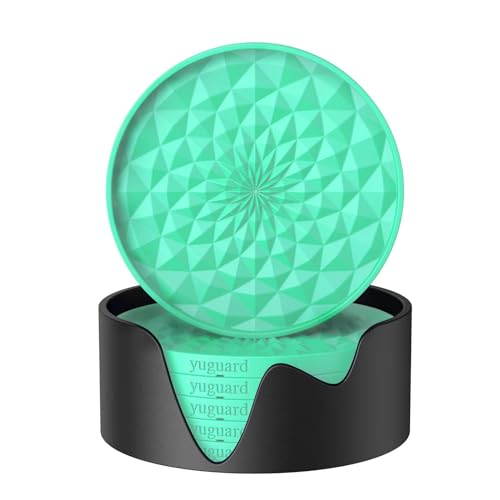 Cup Coasters Set of 6 with Holders Drink Coasters, Table Cup Mat, for Hot or Cold Drinks Thickened, Non-Slip, Non-Stick, Deep Tray Green - color: Mint Green