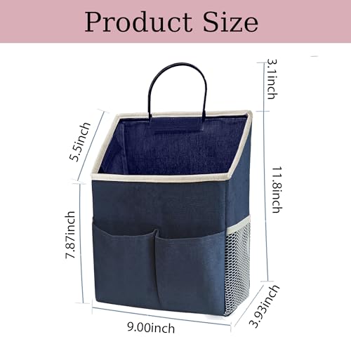 2pcs Wall Hanging Storage Bag,Wall Hanging Organizer Bags with Pockets, Wall Organizer Storage for Dormitory Bathroom Bedroom Kitchen(Navy Blue) - color: Navy Blue