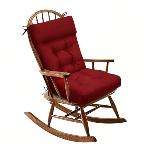 Indoor Outdoor Rocking Chair Cushion Waterproof Patio Seat Pad Tufted Rocker Chair Cushion for Home Garden 40×20in Burgundy - color: Burgundy