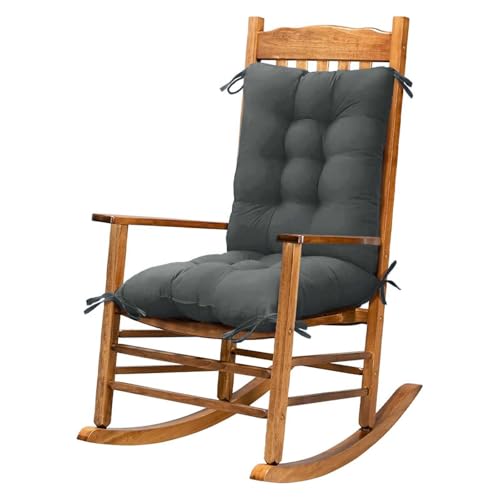 Chair Cushion for Patio Garden Porch Dark Grey Tufted Seat Cushion Pad for Lounger Recliner Wicker Rocking Chair - color: Dark Grey