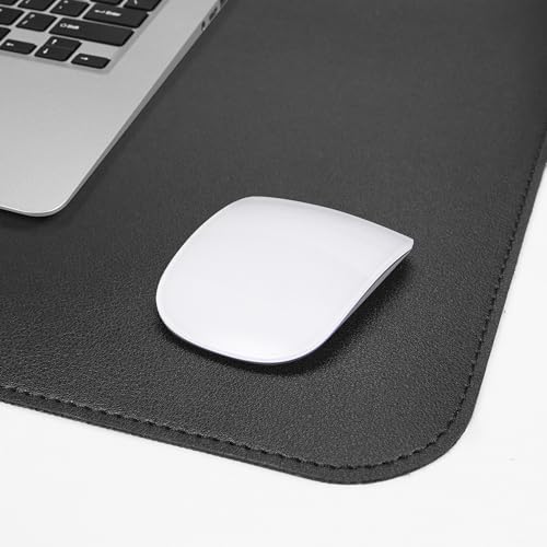 AFIING Black Desk Mat 31.5" x 12", Leather Desk Pad | Waterproof PU Leather, Non-Slip Rubber Base, Desk Protector, Office & Home - color: Pureblack