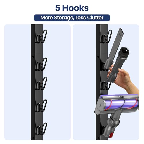 pickpiff Vacuum Cleaner Stand Compatible with Dyson V15, V12, V11, V10, V8, V7, V6 & G5 – Freestanding Holder with Accessory Storage, No Drilling Required, Easy Installation