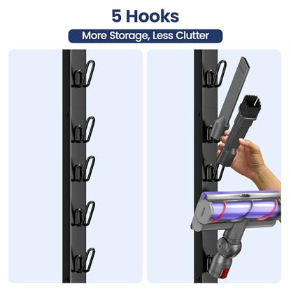 pickpiff Vacuum Cleaner Stand Compatible with Dyson V15, V12, V11, V10, V8, V7, V6 & G5 – Freestanding Holder with Accessory Storage, No Drilling Required, Easy Installation