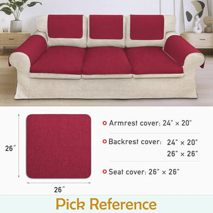 Couch Arm Covers, Waterproof Armrest Cover for Sofa, Loveseat, Armchair, Non-Slip Recliner Arm Cover, Sofa Arm Covers, Headrest Cover, Arm Chair Covers Set of 2 (Burgundy, 26"×26") - color: Burgundy, size: 26" x 26" - 2 pcs