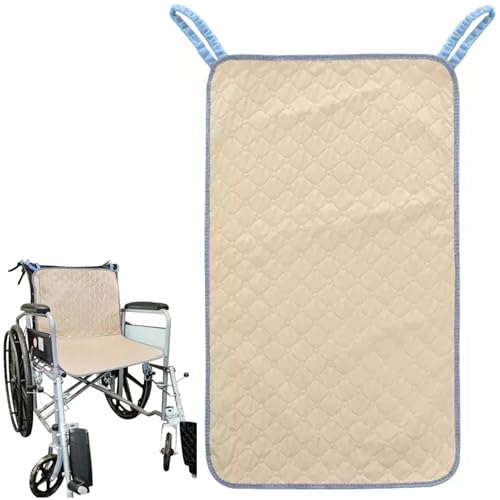 Waterproof Chair Pads for Incontinence, Reusable Washable Wheelchair Pads for Seat with Handles, Highly Absorbent Wheelchair Cover for Adults and Elderly Khaki 35.4" x 19.68" - color: Khaki