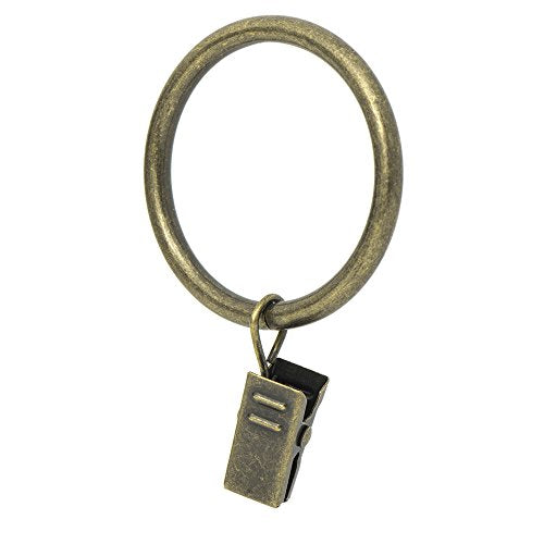 Ivilon Drapery Curtain Clip Rings - Clips Ring for Curtain Panels 1.7", Set of 14 - Antique Brass - color: Antique Brass, size: Set of 14 (1.7")