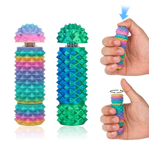 Little Ouchies Pain Stim Fidget Toy, 3D Printed Pocket Spiky Keychain with Clicker Button Spinner Sensory Toys for Anxiety Focus & Stress Reduction Novelty Gifts(Y2) - color: Y2