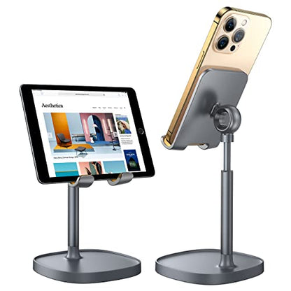 LISEN Cell Phone Stand Adjustable Phone Holer for Desk, Computer Office Desk Accessories for iPhone 16 Holder Women Kitchen Essentials Fits Switch Kindle iPads Tablet 4-10in (Gray) - color: Gray