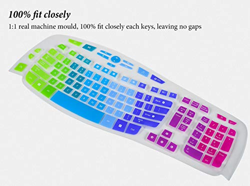 Keyboard Cover for Logitech K350 MK550 MK570 Wireless Wave Keyboard,Logitech K350 Ergonomic Keyboard Accessories, Ultra Thin Silicone Keyboard Cover-Rainbow - color: Rainbow, size: K350/MK550/MK570
