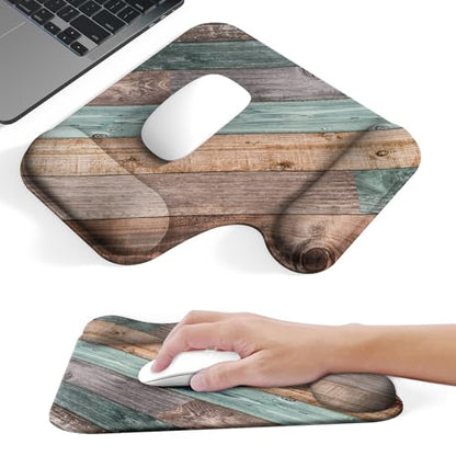 Ergonomic Mouse Pad with Gel Wrist Rest (1"& 1.2" Dual Height) - Mouse Pads Compact Mousepad Desk Mat Office, Gaming & Carpal Tunnel Relief | Non-Slip Rubber Base Rustic Wood Pattern - color: Rustic Wood Pattern
