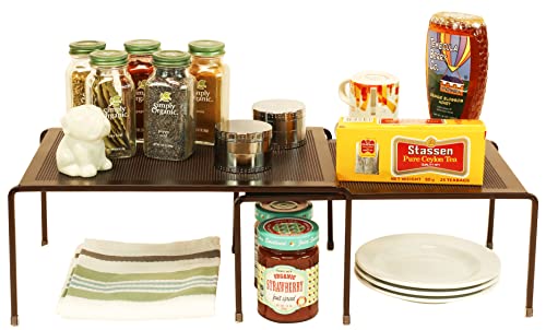 Deco Brothers Expandable Cabinet Shelf Organizer for Kitchen Cabinet and Counter, Bronze - color: Bronze