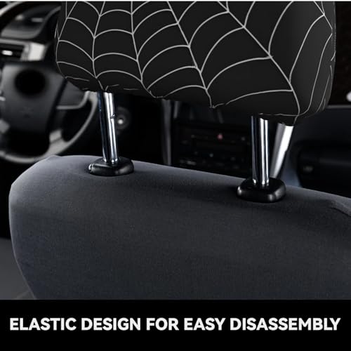 Dujiea 2 Pack White Spider Web Car Headrest Covers, Universal Soft Car Seat Head Rest Cover Protector, Vehicle Accessories Fabric Headrest Cover for Cars Vans Trucks - color: White Spider Web