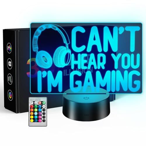 3D Illusion Night Light, Dual Control (Remote + Touch) 16 Colors, USB/Battery Powered, Gaming Equipment LED Lamp, Ideal Gift for Men Gamers Teenagers and Kids