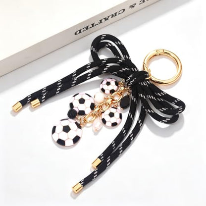 PHALIN Football Baseball Basketball Golf Bag Charms Keychain for Women Men Bow Purse Charm Sport Mom Gifts - style: Soccer-5