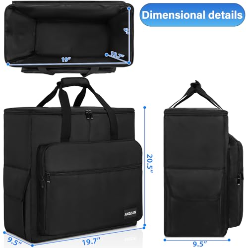 AKOZLIN PC Travel Case Desktop Carrying Case PC Bag Padded Nylon Carry Tote Bag for Transporting Computer Tower PC Chassis Keyboard Mouse Accessories Black - color: Black