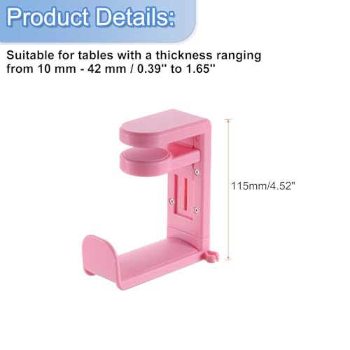 HARFINGTON Headphone Stand Holder 360 Degree Adjustable Clamp Desk Hook Clamp 0.39"-1.65" Clamping Range PC Gaming Headset Stand for Headphone Earphone, Pink - color: Pink