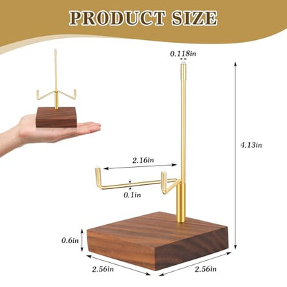 Adjustable Metal Arm Display Stand, 4 inches Tall, Wooden Base | For Easel, Plate, Rock, Picture, Crystal, Wreath, Coral