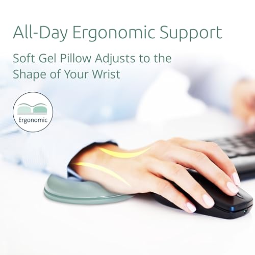 Kensington Mouse Wrist Rest Gel Support Cushion for Mice & Trackballs, Duo Gel Ergonomic Mouse Wrist Support for Pain Relief, Comfortable Non-Skid, Loop Green, 7.4" x 3.27" x 0.7" K62829WW - color: Green, style: Loop Mouse Wrist