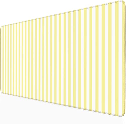 Yellow Striped Desk Mat Cute Pastel XXL Large Gaming Mouse Pad Desk Pad Kawaii Aesthetic Home Office Decor Cozy Keyboard Laptop Computer Mat - color: A2- Yellow