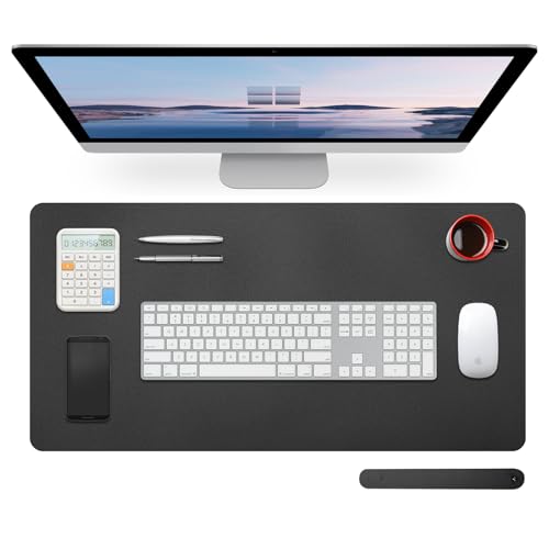 Mouse Pad,27.5"x13.7",Large Leathe Desk Pad Protector,Black | Non-Slip Durable Office Desk Mat for Writing, Computer, Laptop, Mouse Pad & Desktop Use,Desk Protector Mat - color: Black, size: 27.5" x 13.7"
