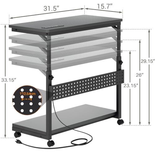 Besiost Computer Tower Stand with Outlets, PC Stand for Floor - size: 32"