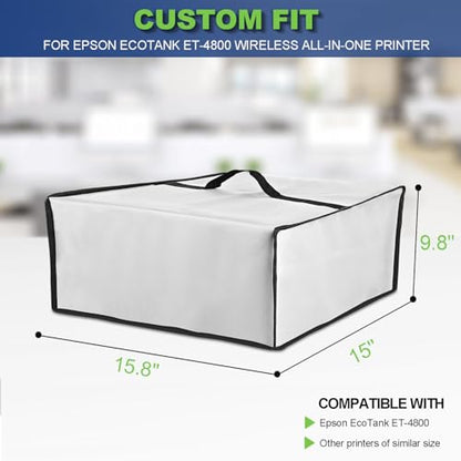 Printer Dust Cover for Epson EcoTank ET-4800, Heavy-Duty 600D Nylon Printer Protector – Waterproof Anti-Static Dustproof Printer Cover Case (15×15.8×9.8in) (Silver) - color: Silver