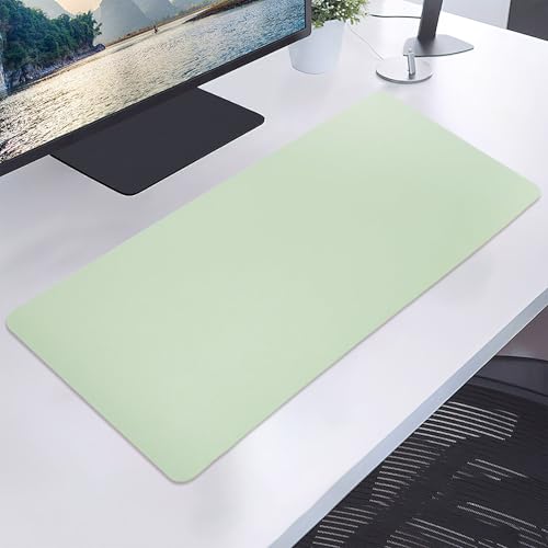23.6" x 11.8" Non-Slip PU Leather Desk Pad Protector, Waterproof Mouse Pad Mat, Ultra Thin Laptop Writing Desk Blotter for Office and Home - color: Light Green