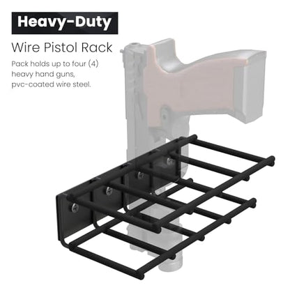 UNITEDPOWER Wall Mount Pistol Rack, 4 Handgun Holder for Gun Cabinet Storage, Revolvers Safe Organizer, Metal Gun Stand Fit Most Pistols With Laser Sights