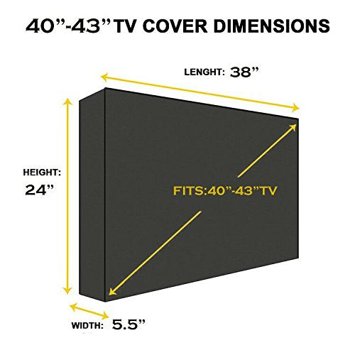 Outdoor TV Cover, Waterproof Universal Protector for 40"-43'' LCD, LED, Compatible with Standard Mounts and Stands, Built in Remote Controller Storage Pocket, Black - size: 38"