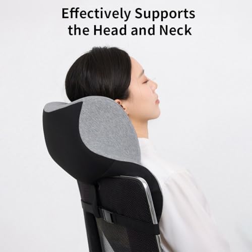 Office Chair Headrest, Adjustable Neck Support Pillow with Removable Washable Cover - Head Rest Attachment for Office Chairs and Wheelchairs, Neck Pillow for Desk Chair Napping (Grey) - color: Grey