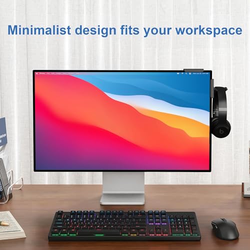 Headphone Holder for Screen, Plastic Headphone Stand, Headset Stand Suitable for AirPods Max, Sony, Bose, Beats and More (black) - color: black