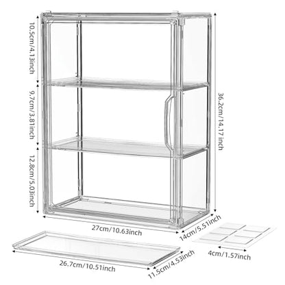 Clear 3 Tiers Acrylic Display Case for Figures Collectibles 1 Pack Wall Mounted Hobby Figurine Display Case with Shelves, Display Shelf Storage Box for Action Figures, Car Model - size: XL-1 Pack