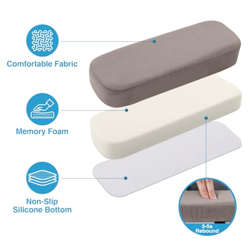 Smiry Ergonomic Office Chair Armrest Pads, Memory Foam Arm Rest Covers, Non-Slip Armrest Cushion with Adjustable Buckles and Straps, Elbow Relief for Desk, Gaming & Wheelchair (Taupe, Set of 2) - color: Taupe