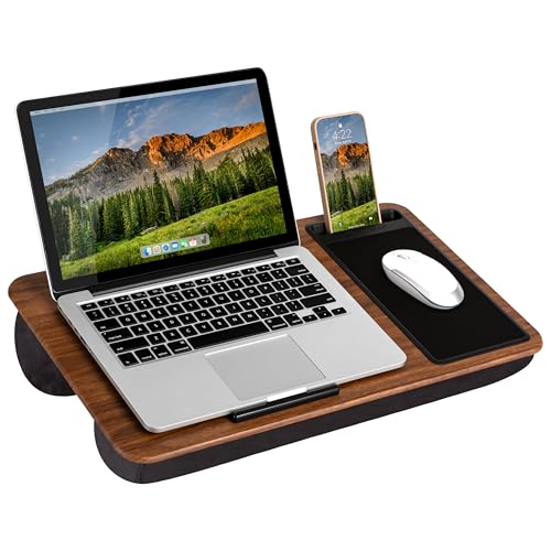 LAPGEAR Home Office Lap Desk with Device Ledge, Mouse Pad, and Phone Holder - Espresso Woodgrain - Fits up to 15.6 Inch Laptops - Style No. 91575 - color: Espresso Woodgrain, size: Home Office W/Device Ledge