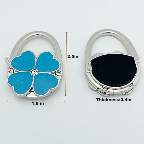 ROFLYER Four Leaf Clover Design Foldable Handbag Hanger Folding Purse Table Hook Holder (Blue) - color: Blue