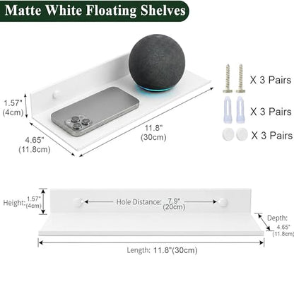 Z metnal Small Wall Shelves, Mini Display Metal Lack Floating Shelf for Collectables Figure, Aluminum, Wall Mounted, Sleek, White,12 x 5 inch, 2 Pack - color: White, size: 12 inch (2 Pack)