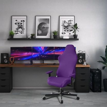 Stretch Gaming Chair Cover, Soft and Comfortable, Dust Protection, Modern Design, for Office Computer Racing Seat(Purple) - color: Purple