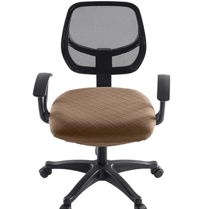 Stretch Jacquard Office Chair Cover, Removable Washable Desk Chair Cover, Anti-dust Seat Cushion Protectors - Brown - color: Brown, size: Chair Seat Cover