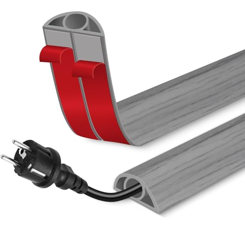 Floor Cord Cover for Wires on Floor Self Adhesive Cord Hider Floor Cable Management Wire Covers for Cords Protector Prevent Cable Trips Cord Cavity W 0.32" x H 0.32", Gray Wood, 20Ft - color: Gray Wood, size: 0.78 In x 20 Ft