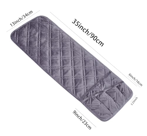 Brilliant Sunshine Velvet Couch Armrest Organizer, Grey (35"×13") | Non Slip Armchair Caddy for Sofa Recliner, Washable Remote Controls Holder, Storage for Magazine, Phone, iPad - color: Gray