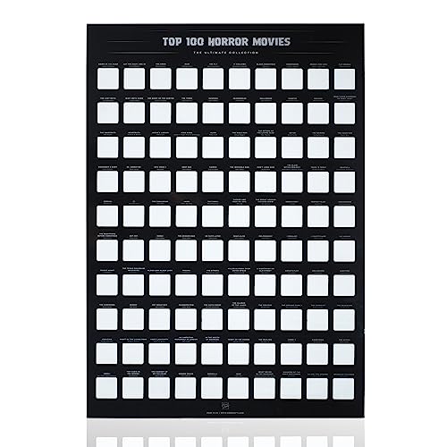 Enno Vatti Horror Movie Scratch Off Poster - Top 100 Scary Movies Poster Featuring Iconic Horror Films - Unique Wall Decor and Thoughtful Gift for Horror Movie Fans - 16.5 x 23.4 Inches - Black - style: Top 100 Horror Movies