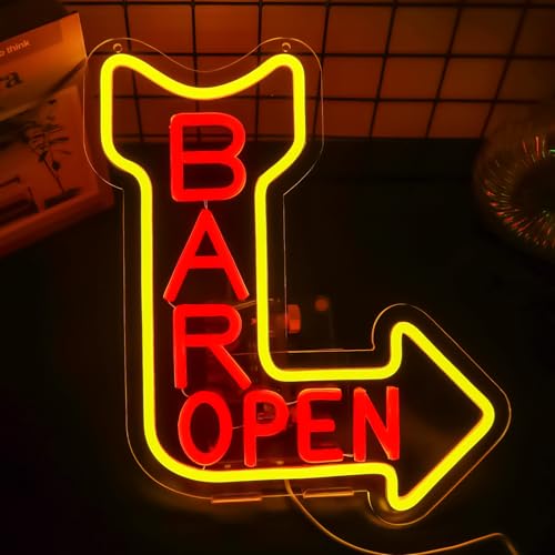 Bar Open Neon Signs for Wall Decor，Open Signs for Business,Led Neon Light for Man Cave, Bar,Pub，Christmas Birthday Party Gift - style: Bar open