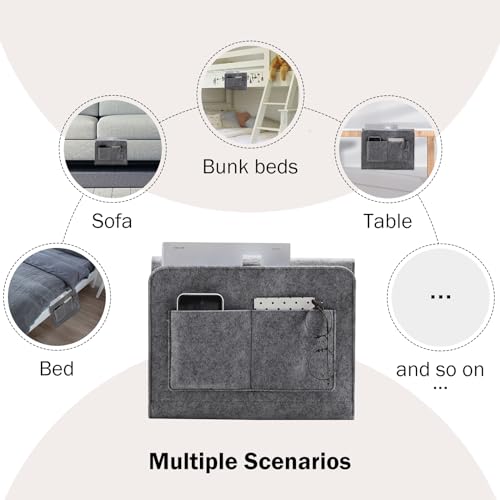 YOUDENOVA Bedside Caddy, Bedside Organizer for Dorm Room, Bunk Bed, Grey - color: Grey