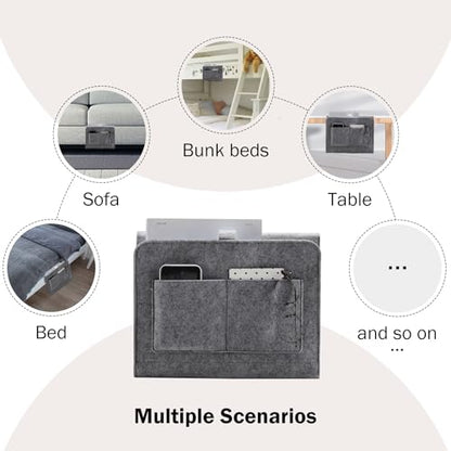 YOUDENOVA Bedside Caddy, Bedside Organizer for Dorm Room, Bunk Bed, Grey - color: Grey
