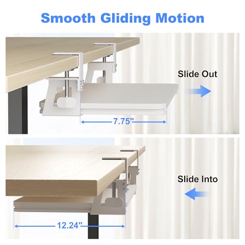 XINLEI Keyboard Tray Under Desk Large C-Clamp 25.6” (30” Including Clamps) x 11.8” Slide-Out Platform Computer Drawer Pull Out Keyboard & Mouse Tray White DSF4W - style: DSF4 White