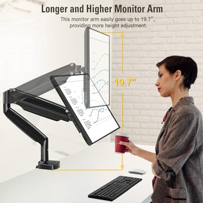 Single Monitor Mount Holds Screen up to 32", Height Adjustable Monitor Arm, Full Motion Computer Monitors Stand with Clamp/Grommet Base, VESA Mounts Fit 4.4-17.6lbs Computer, Black - size: Single Monitor Mount