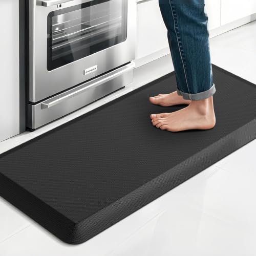 4/5 Inch Thicker Kitchen Mat, Cushioned Thick Floor Comfort Mat, with Non-Slip Bottom, Water & Stain Resistant, Easy Clean Standing Desk Mat for Kitchen, Sink, Office (17.3"x39"x0.8", Black) - color: Black, size: 39"L x 17.3"W x 0.8"Th