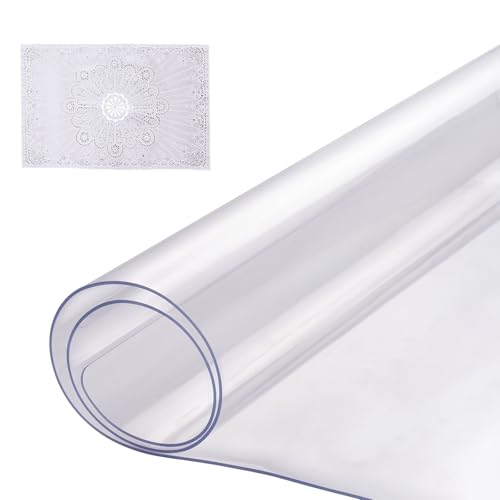 VEVOR Plastic Table Cover, 16 x 32 Inch 1.5 mm Thick Clear Rectangle PVC Desk Mat Protector, Waterproof & Easy Cleaning Desk Pad, for Office, Dresser, Dining Room, Night Stand - size: 32" x 16" (Rectangular)