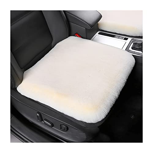 2Pack Car Front Seat Cushion, Soft Warm Faux Rabbit Fur Winter Auto Seat Cover, Fluffy Plush Vehicle Seat Protector Pad with Non-Slip Backing, Car Accessories for Home and Office Chair (Beige) - color: Beige