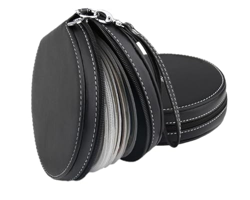 Hard Protective Travel Case for CD, 20-Capacity CD/DVD Case, PU Leather Disc Organizer, Suitable for Car, Home, Office, Travel (Black) - color: Black